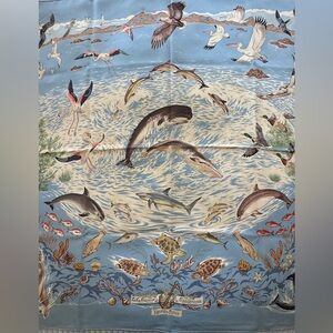 Hermes- Paris Classic Blue "La Vie Precieuse de la Mediterranee" scarf